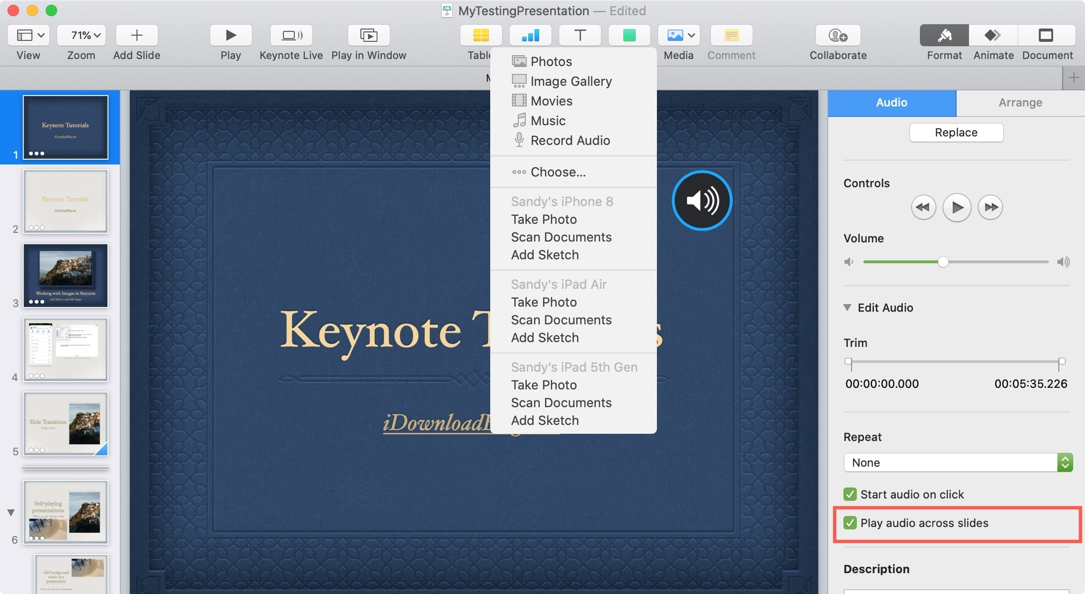 play a music file across slides powerpoint for mac 2008
