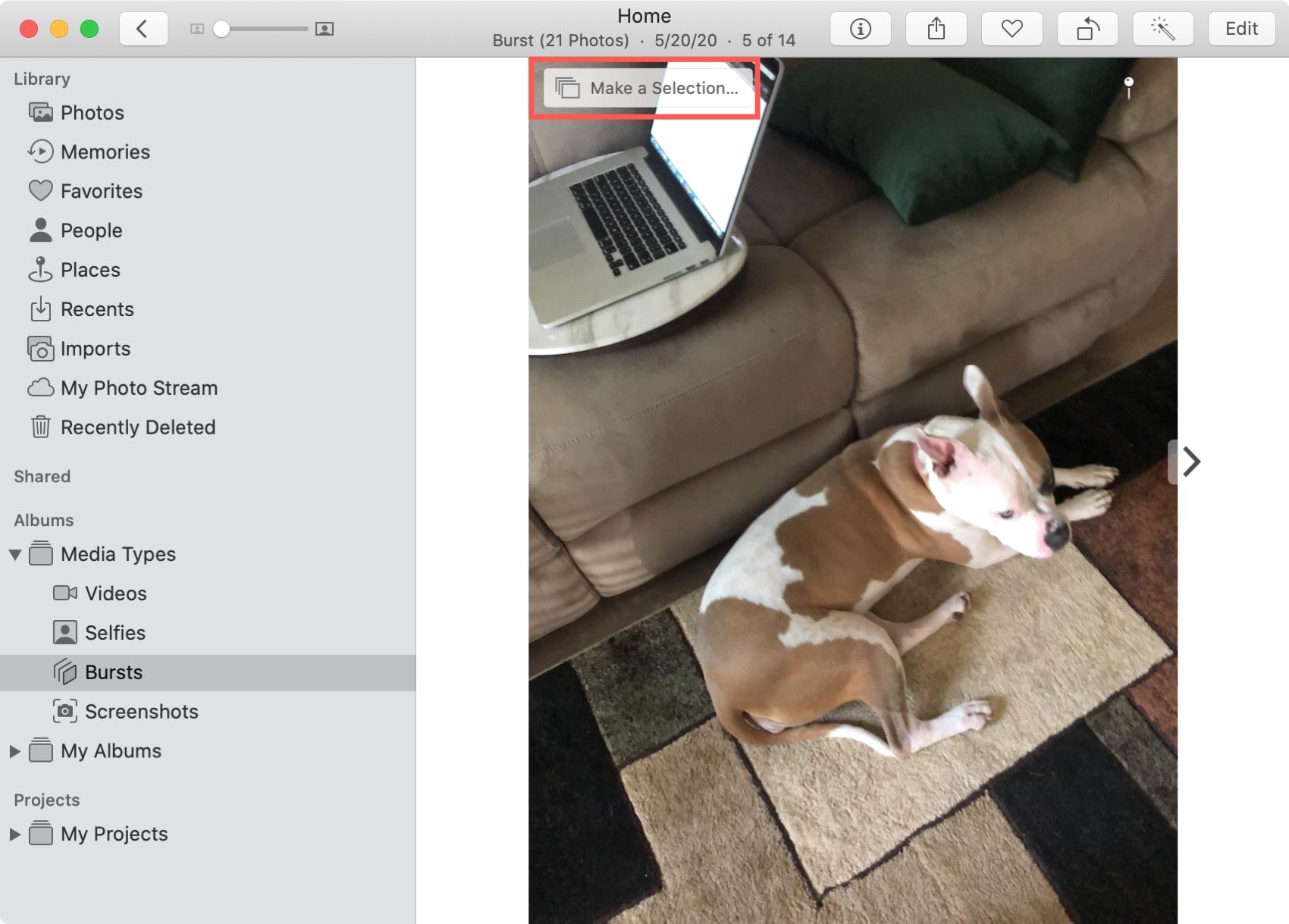Make a Selection Burst Photos on Mac