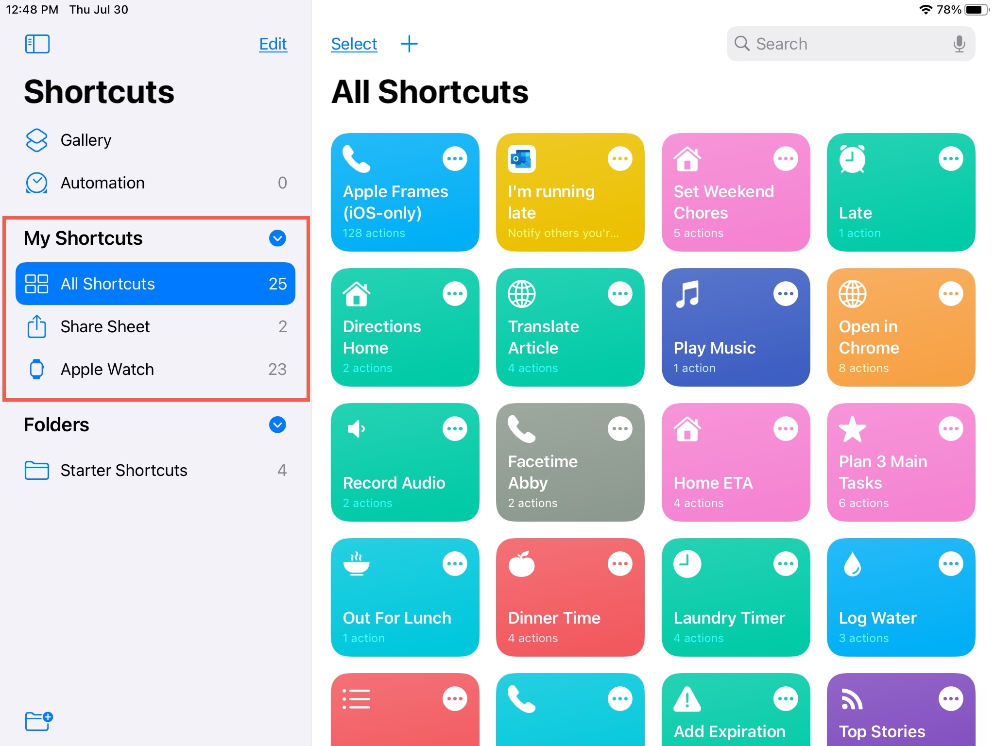 My Shortcuts Premade Folders iPad