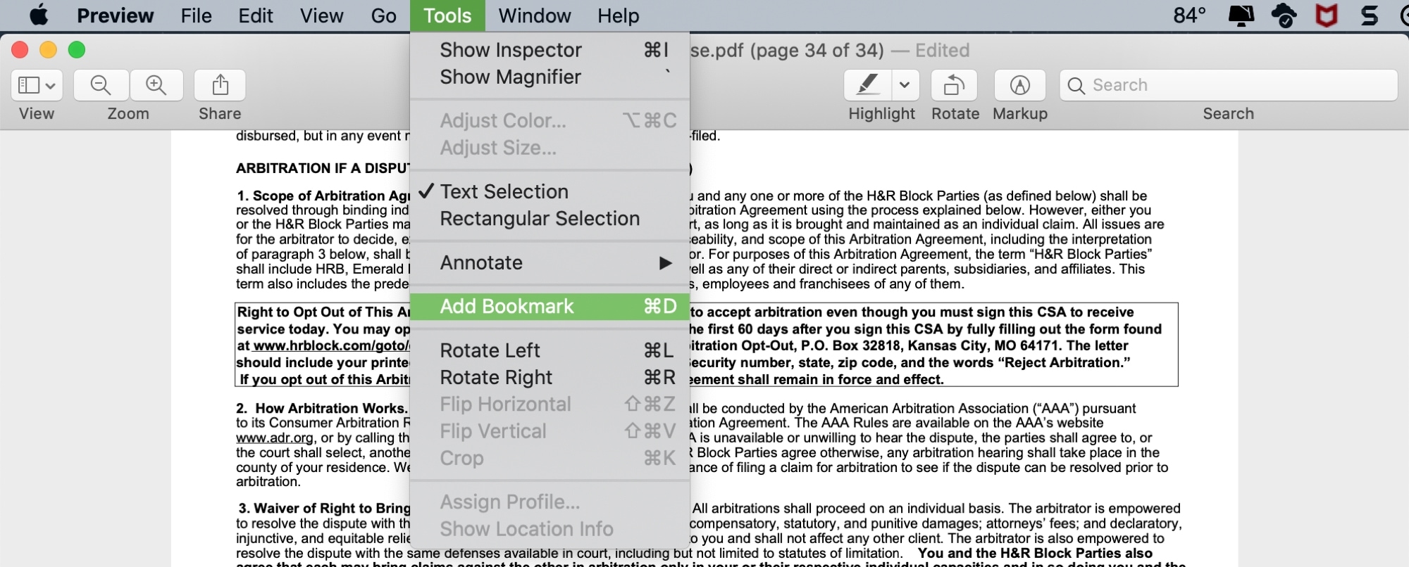 Preview Add Bookmark to PDF