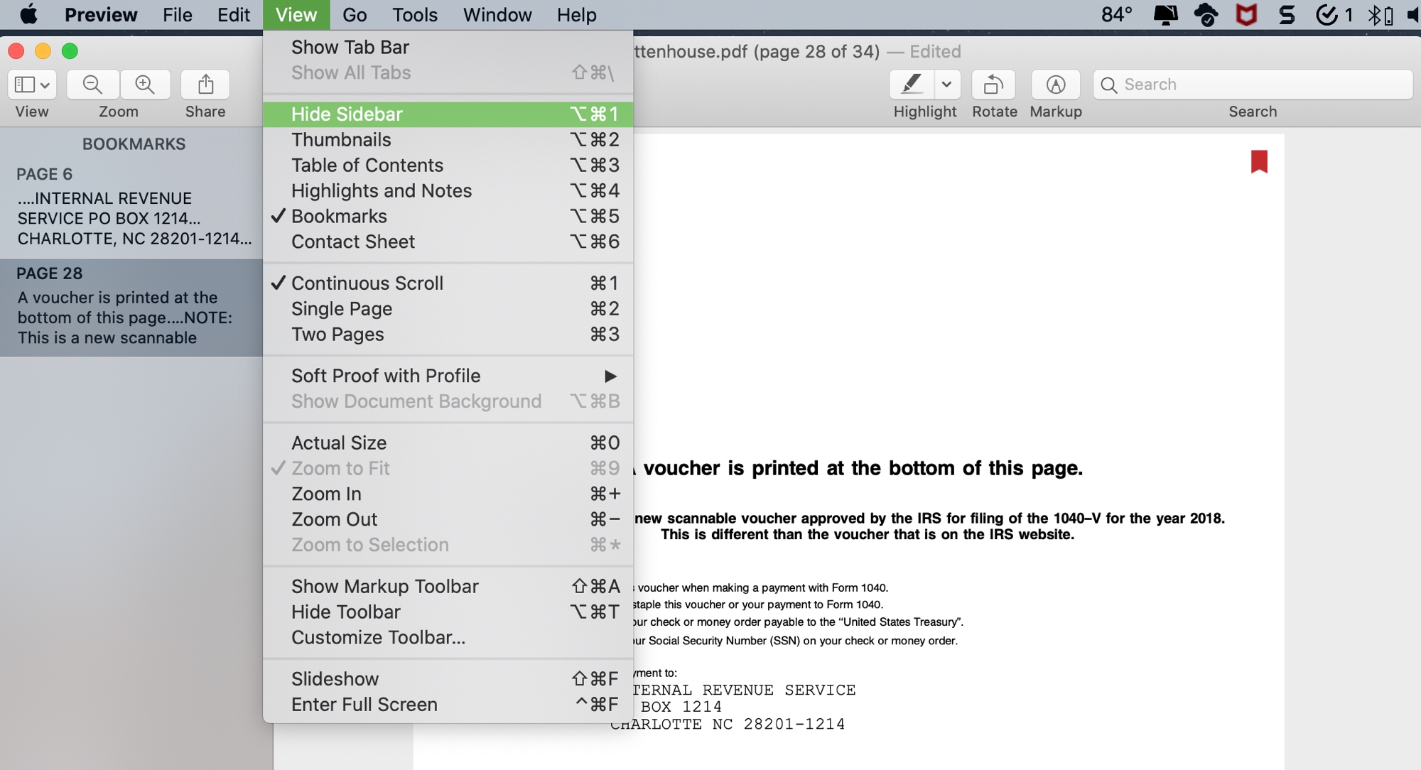 Preview Hide Sidebar for Bookmarks