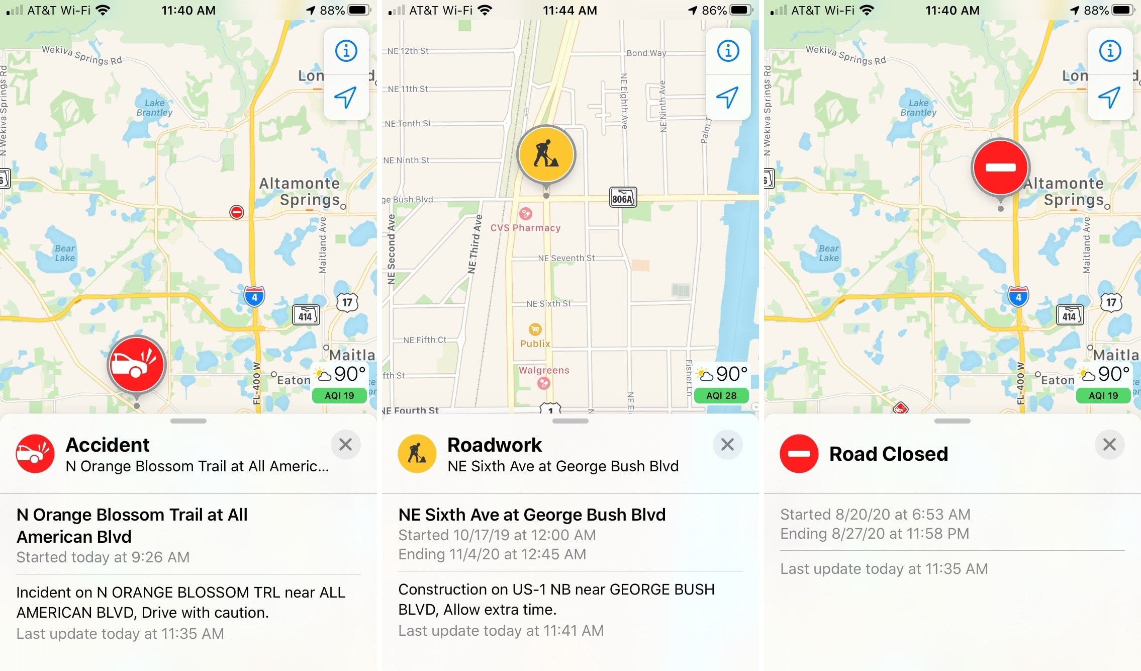 Traffic Condition Markers in Maps iPhone