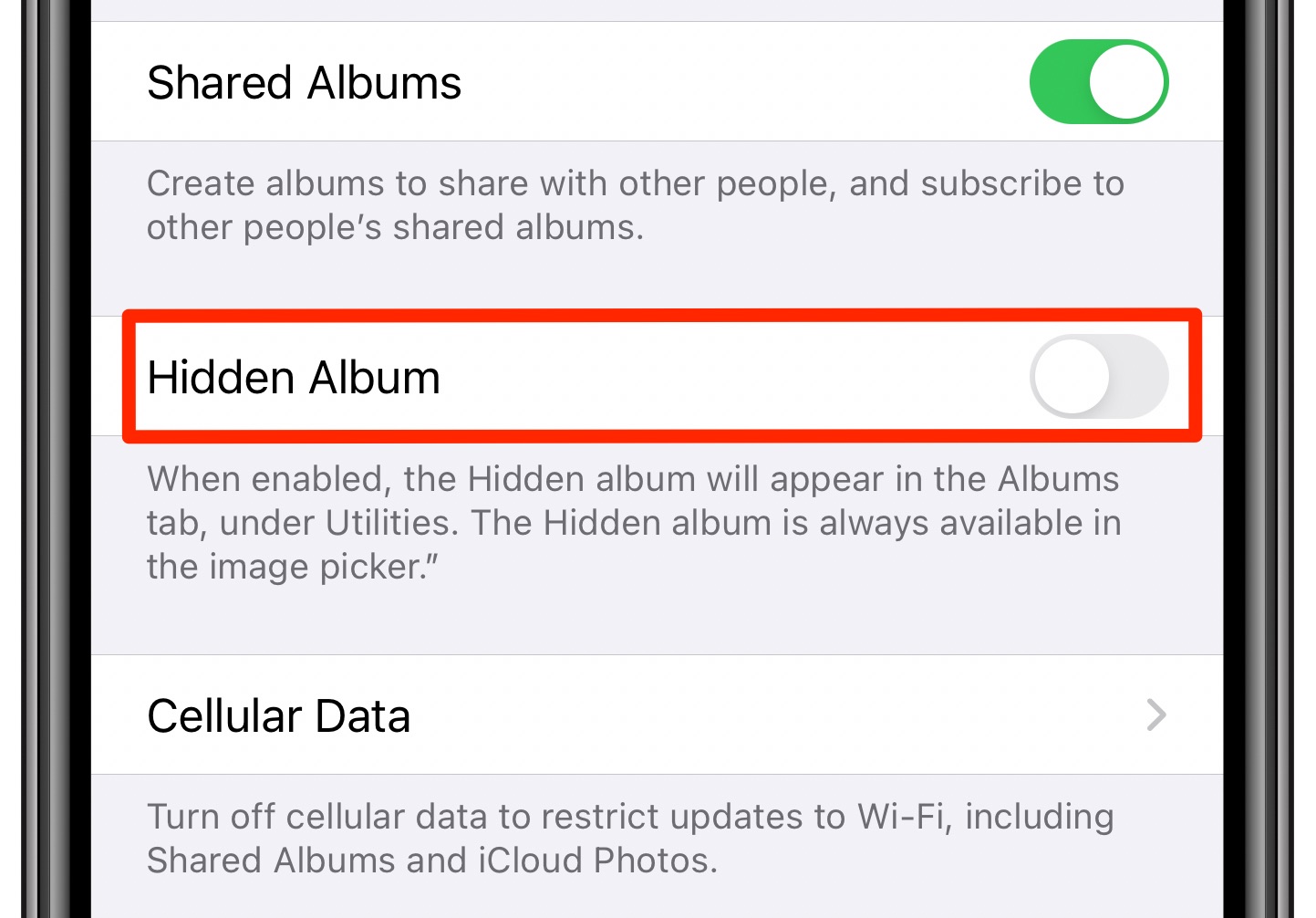 hidden photo album iphone