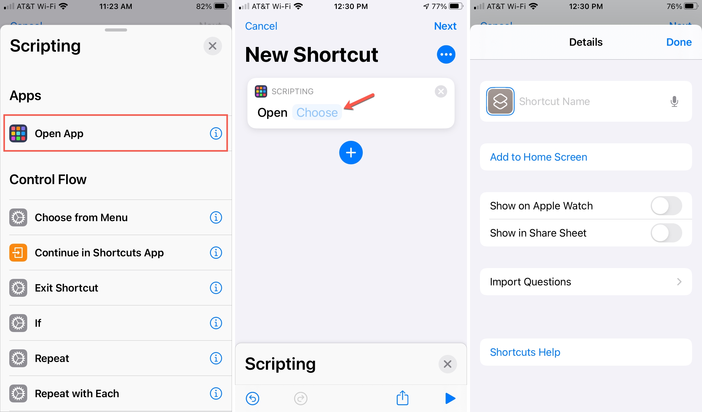 Create Shortcut Open App