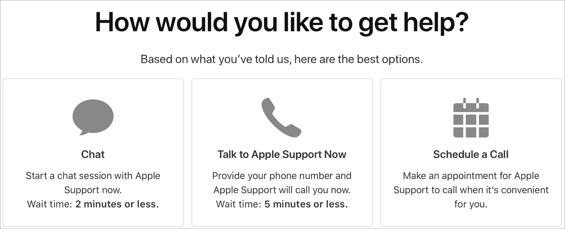 Get Help Apple Support Options