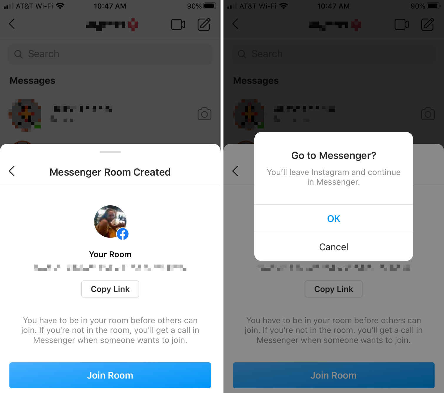 Instagram Join Messenger Room