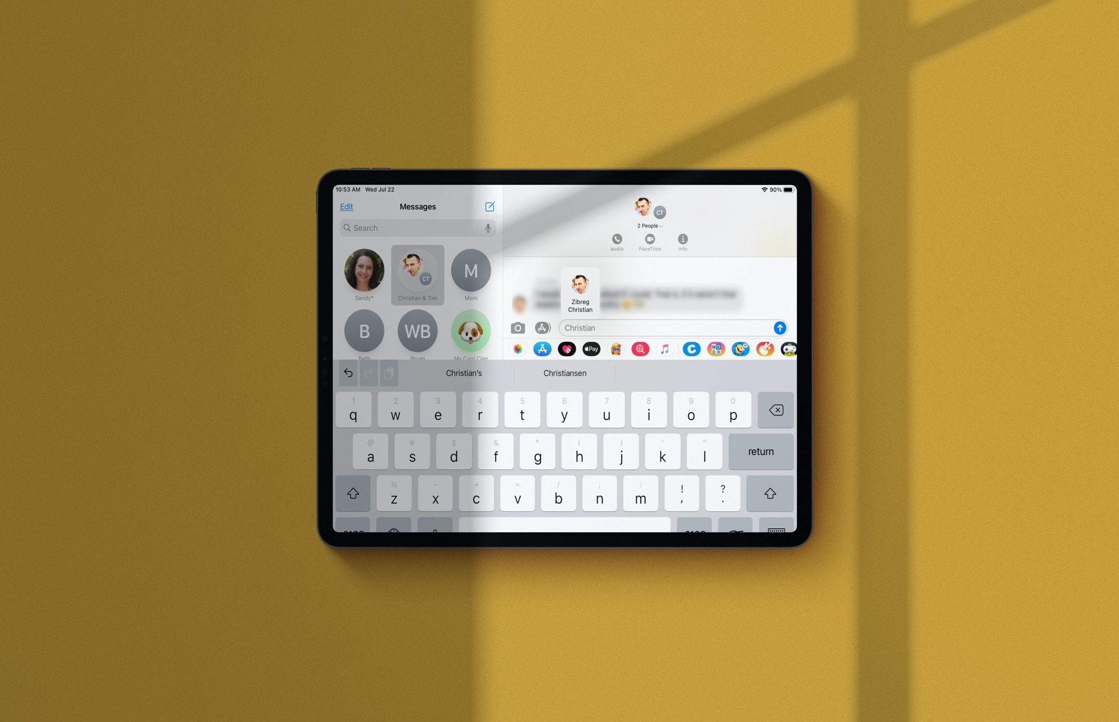 iOS 14 Messages - people mentions in group conversations on iPad