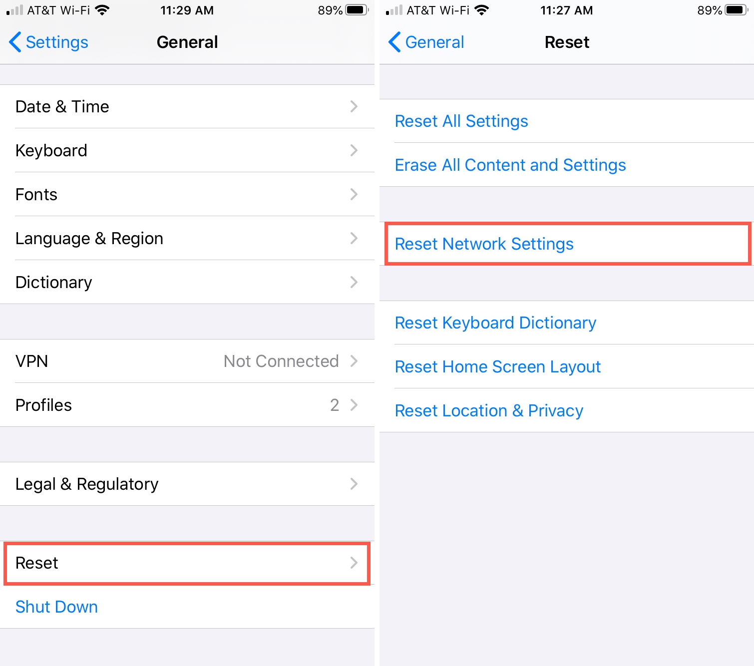 Reset Network Settings iPhone