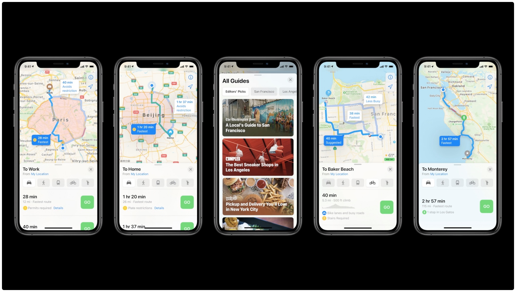 Apple Maps electric vehicle routing