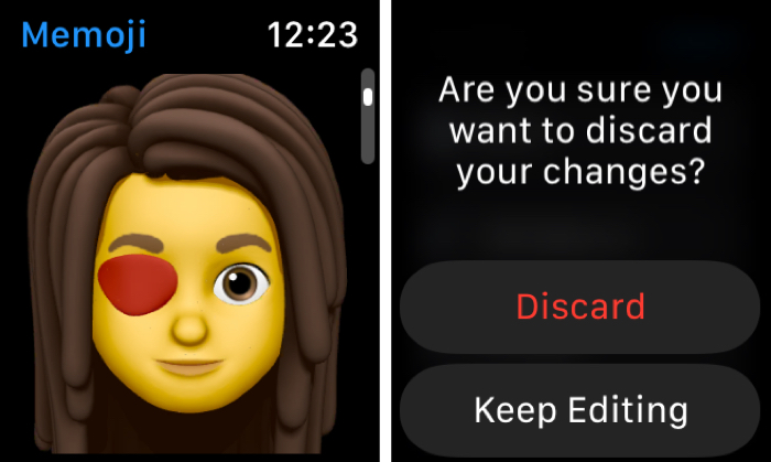 Discard Changes to Memoji Edits on Watch