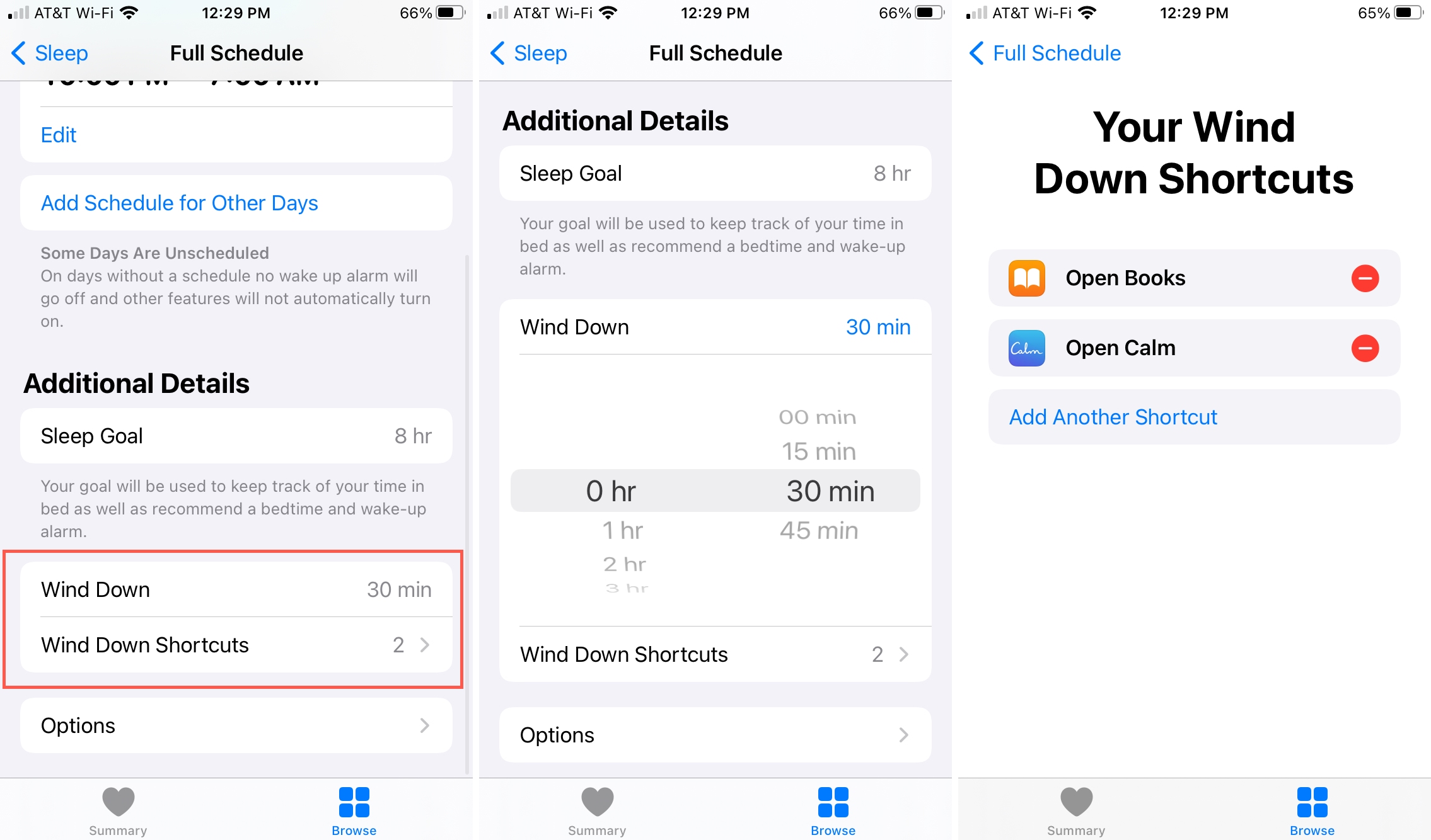 Edit Wind Down Settings