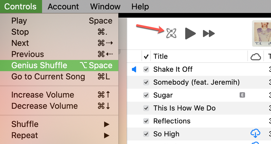 Genius Shuffle in Music on Mac