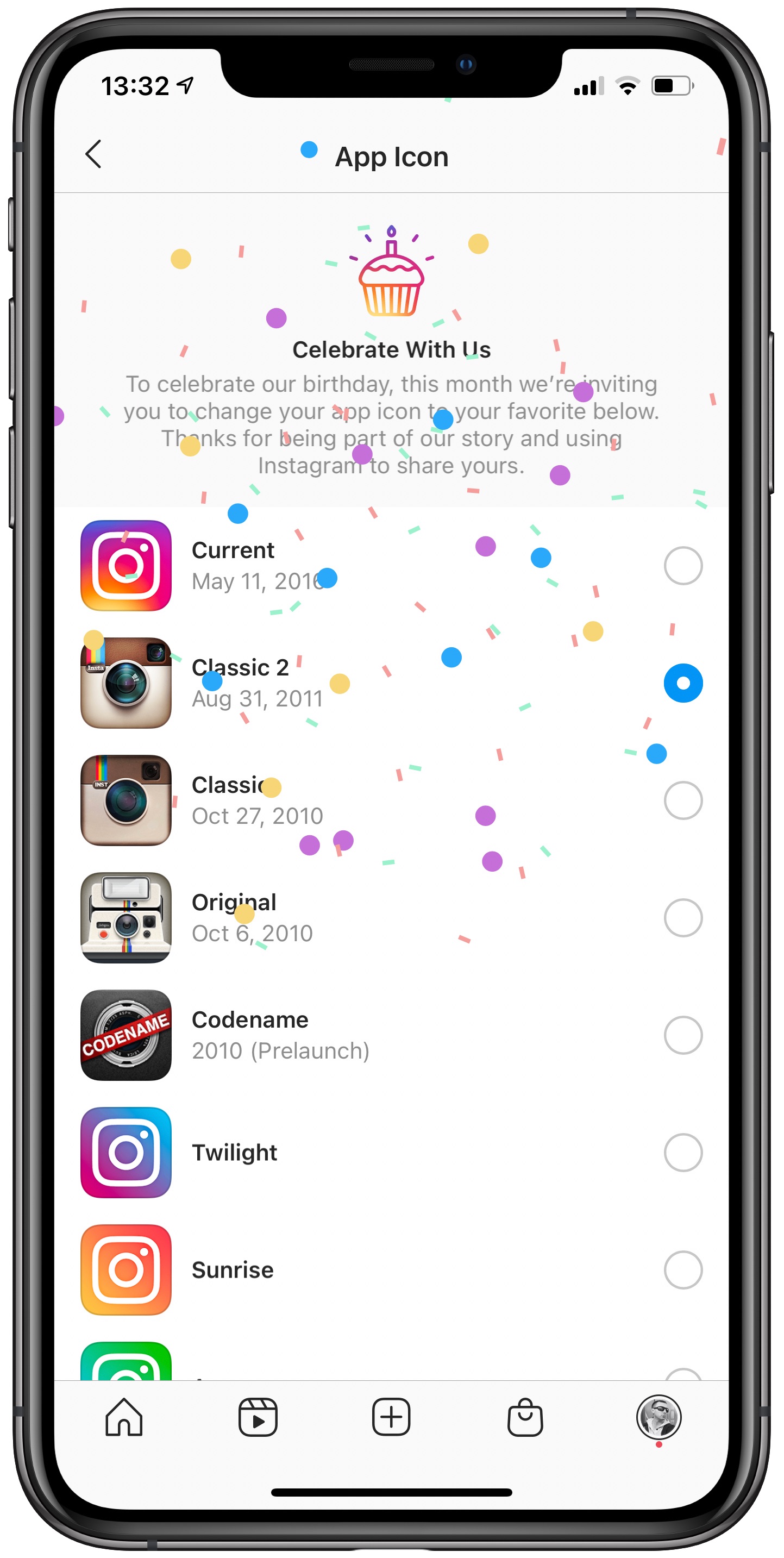 Change Instagram icon - an iPhone screenshot showing how to change Instagram icon