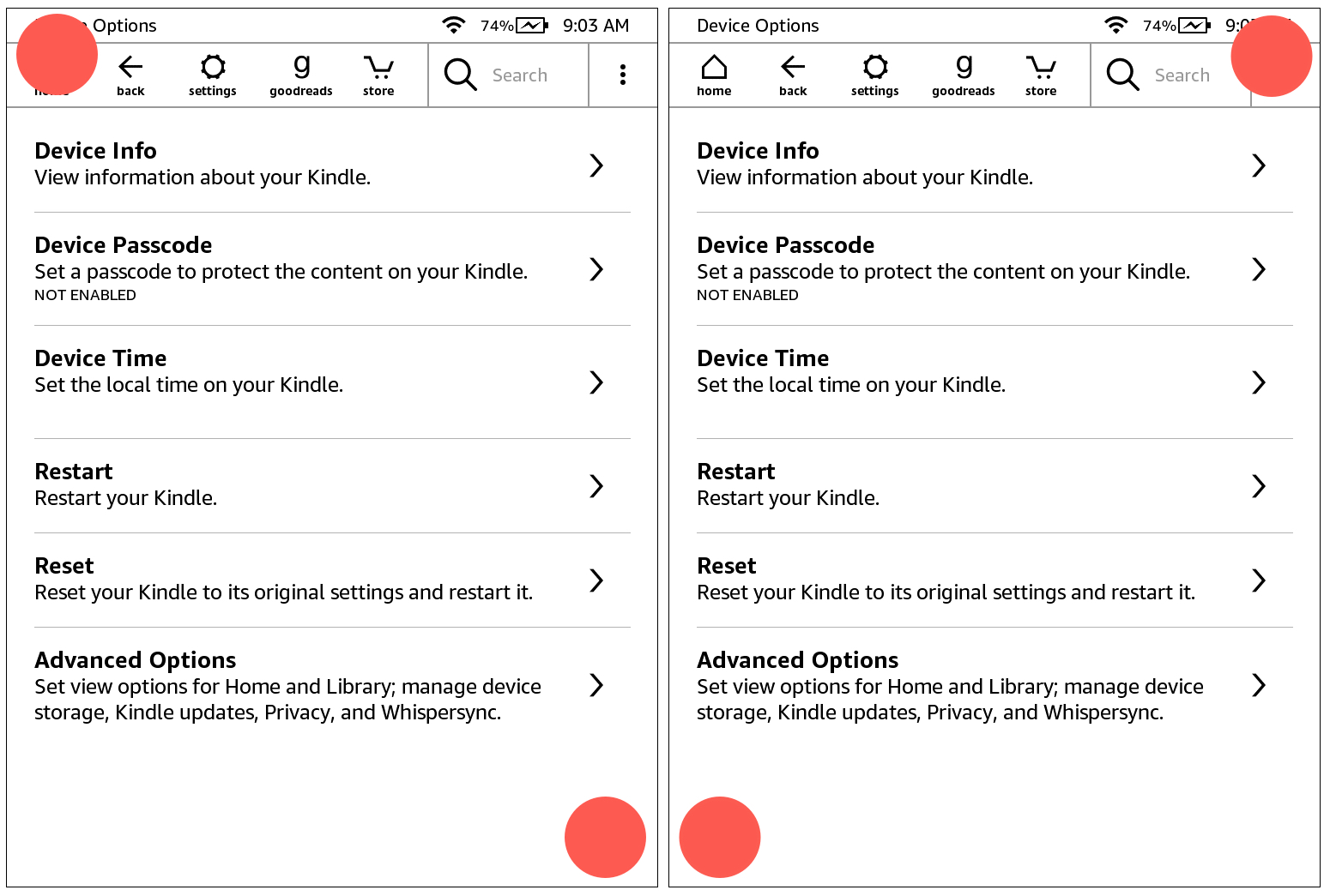 Take Kindle Screenshot Finger Positions