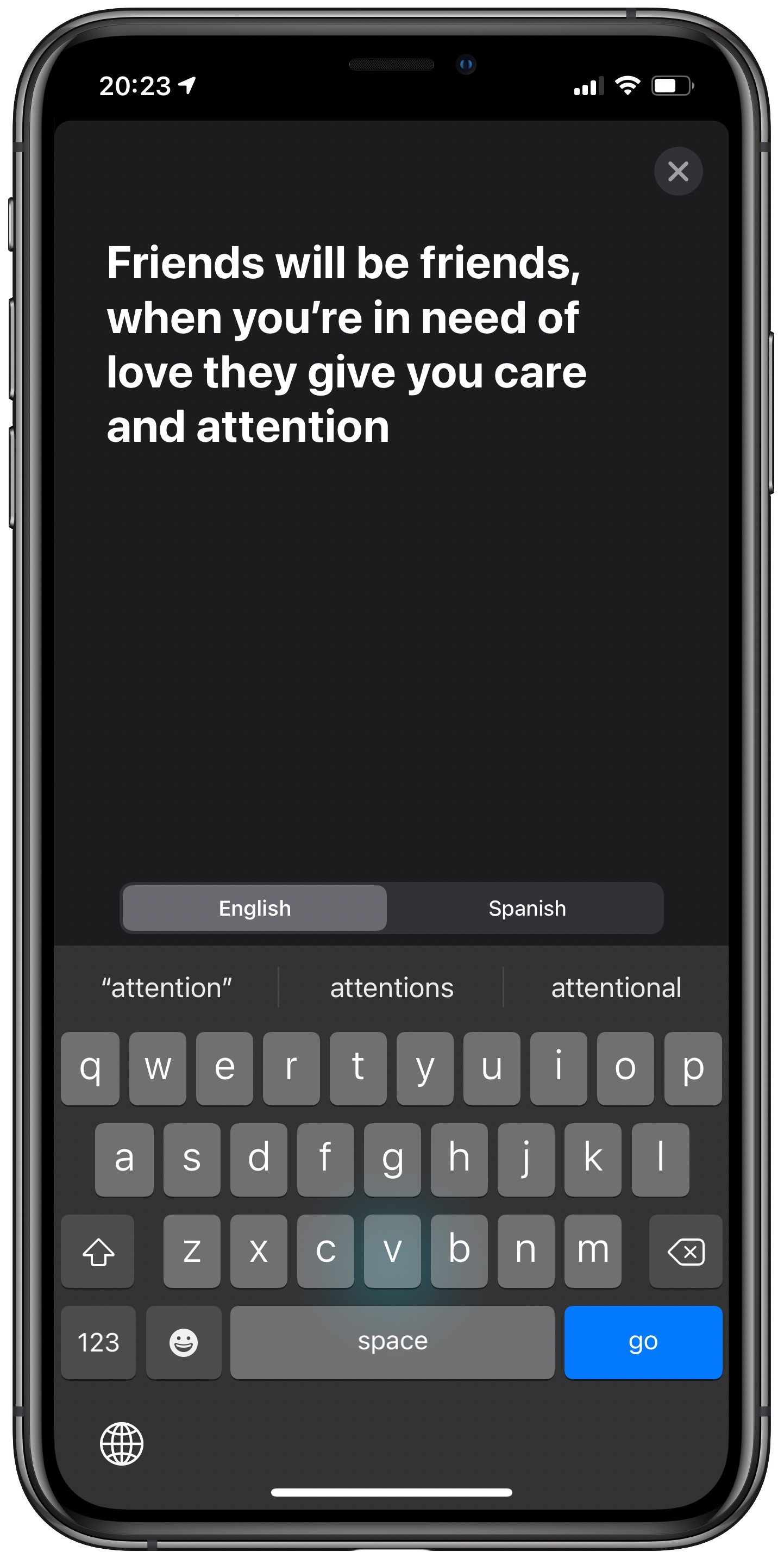 Translate iPhone - translating typed text