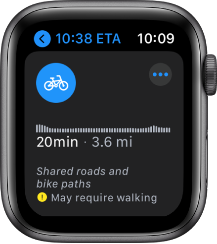 Apple Maps cycling directions - Apple Watch screenshot