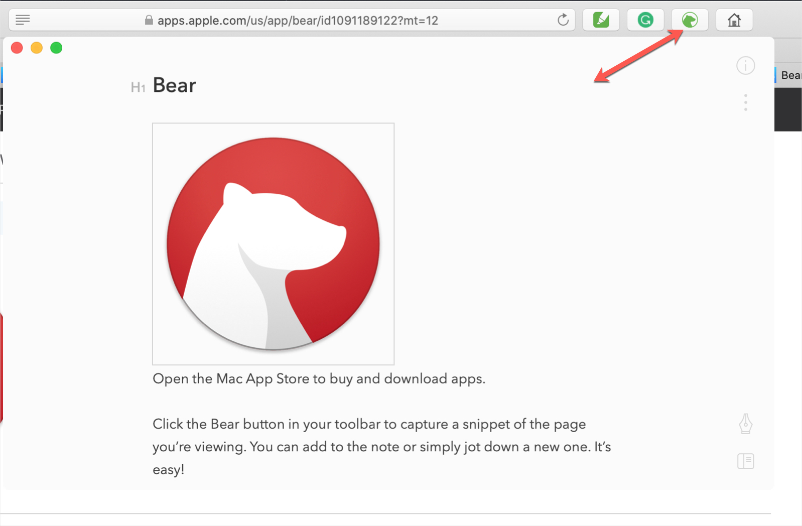 Bear Safari Extension for Notes