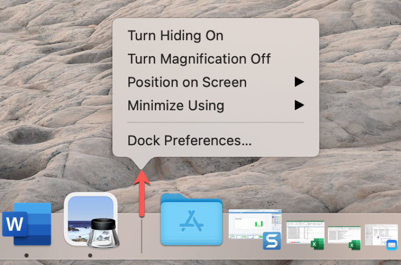 Dock Shortcut Menu