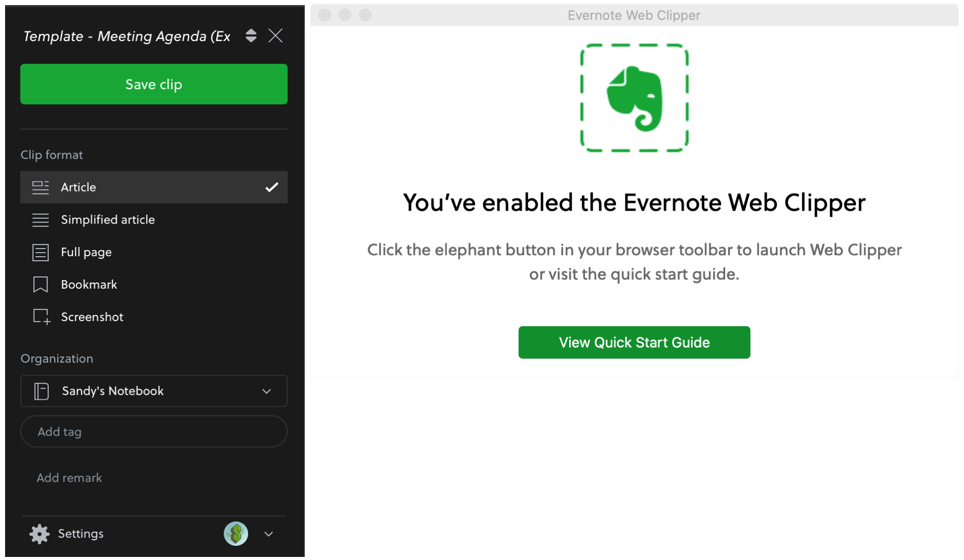 Evernote Web Clipper Safari Extension for Notes