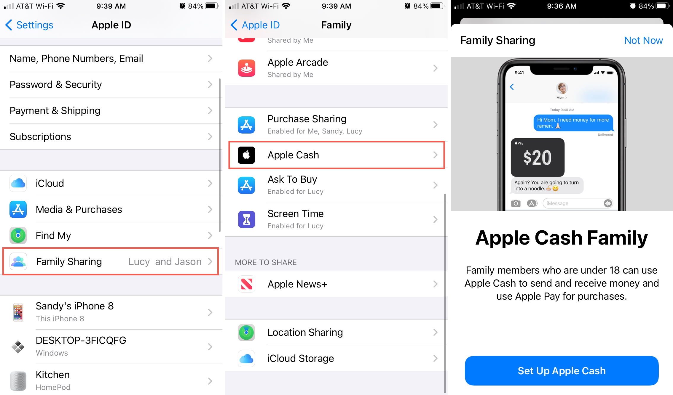 Family Sharing Set Up Apple Cash Family
