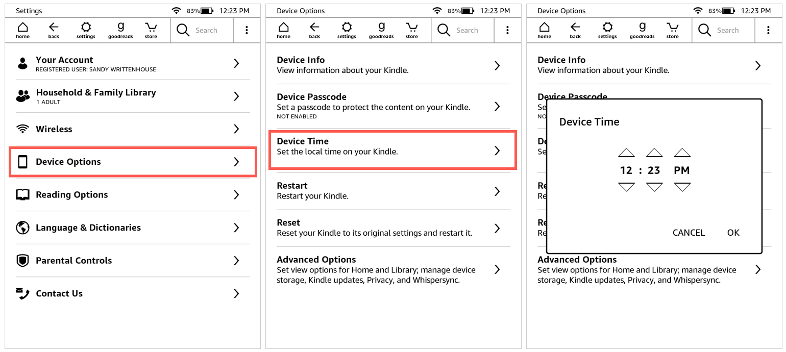 Kindle Set the Device Time