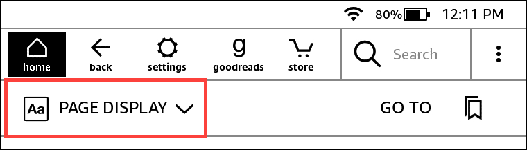Menu Page Display on Kindle Paperwhite