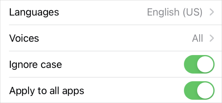 Pronunciation Options iPhone