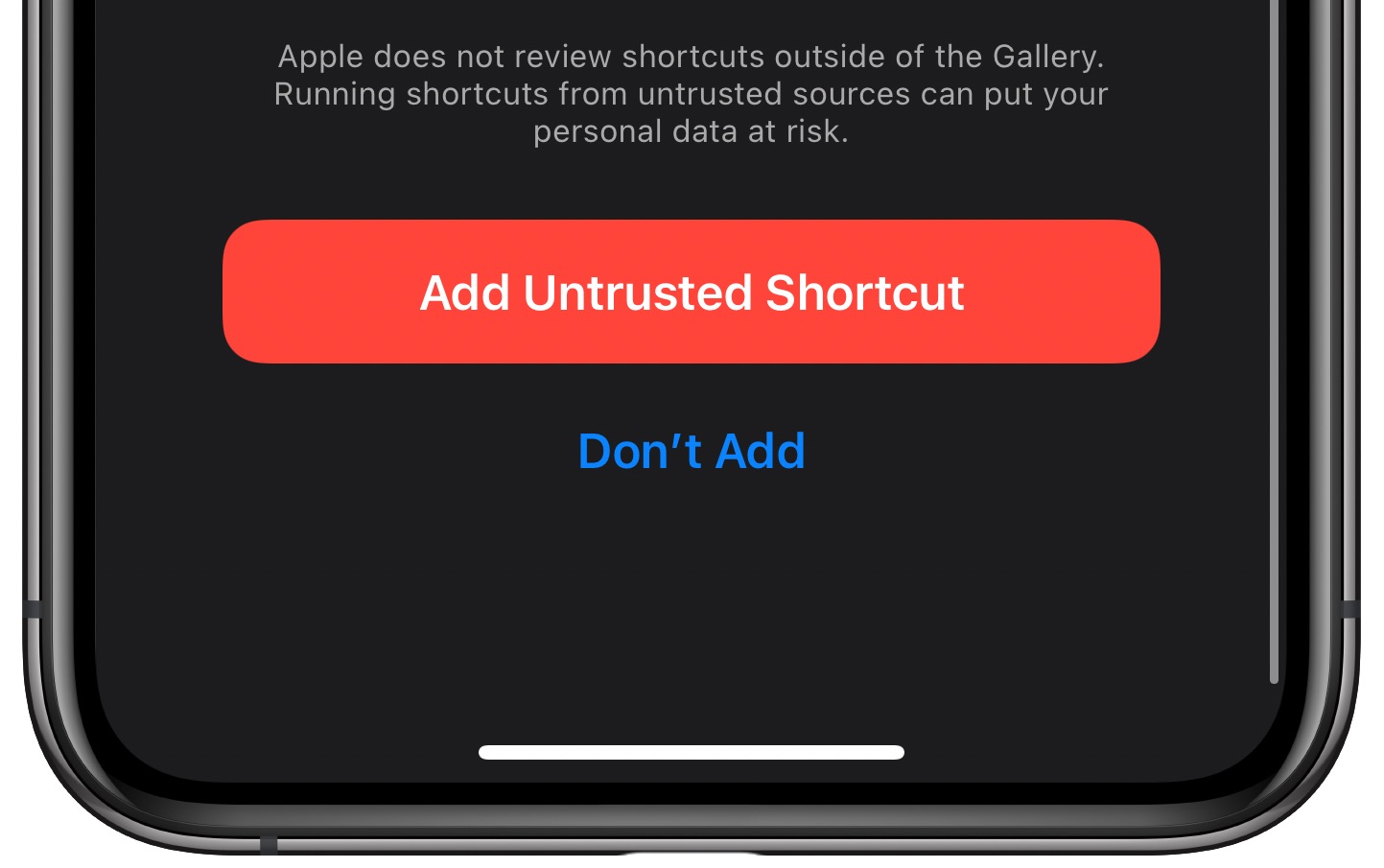 change iPhone wallpaper automatically - Add Untrusted Shortcut