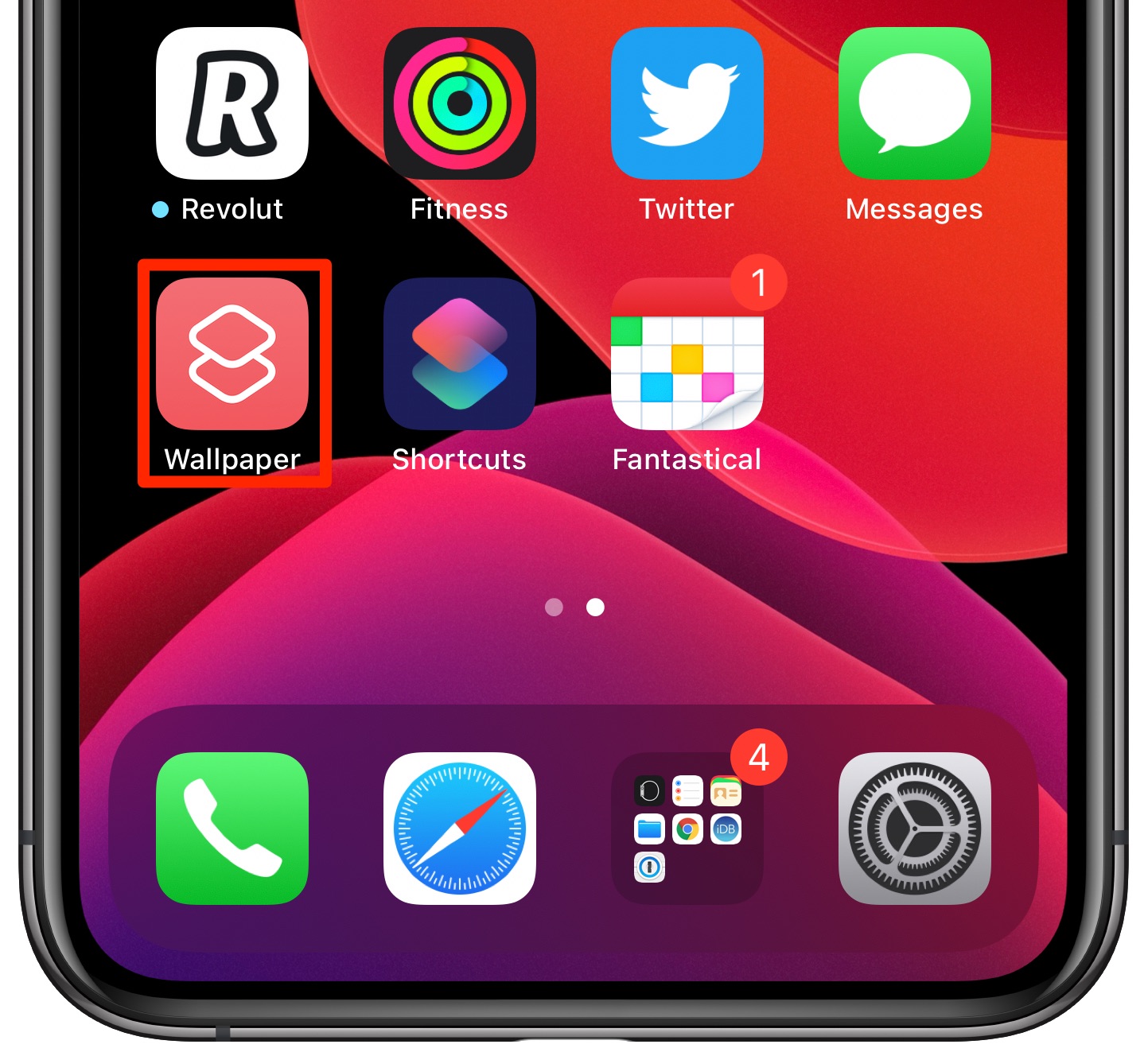 change iPhone wallpaper automatically - the Wallpaper script icon on the Home Screen
