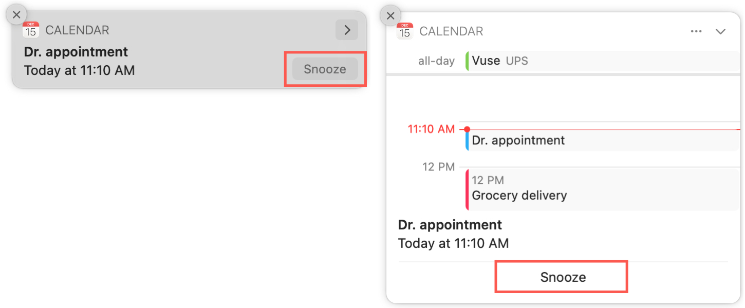 How to snooze Calendar notifications on macOS Big Sur Mid Atlantic