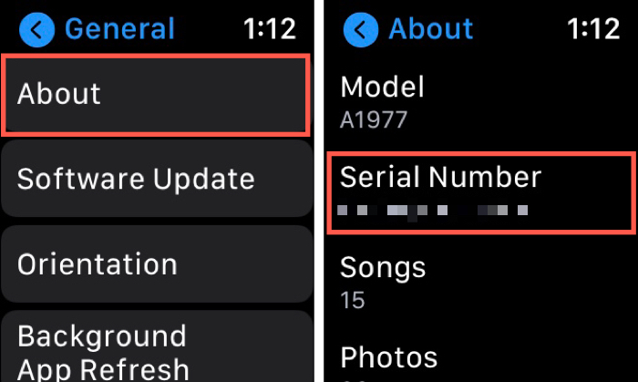 Apple Watch Serial Number