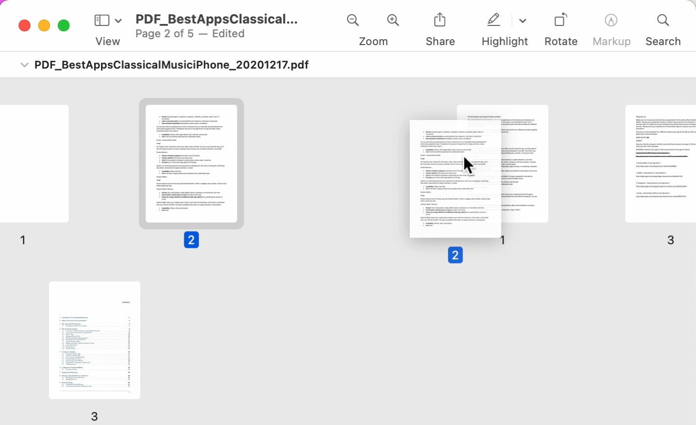 Move a Page in a PDF in Preview