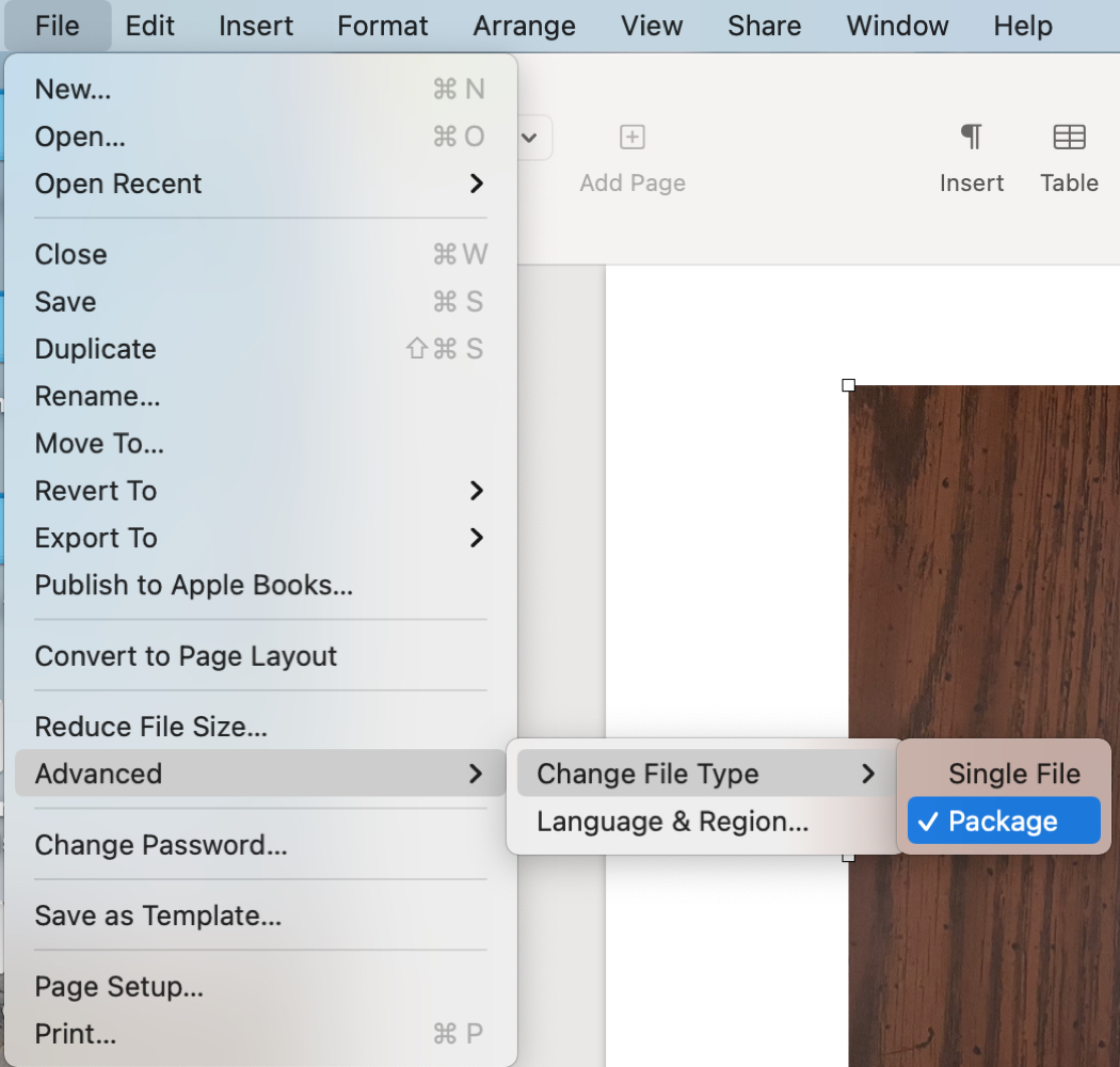 Pages Change File Type Package