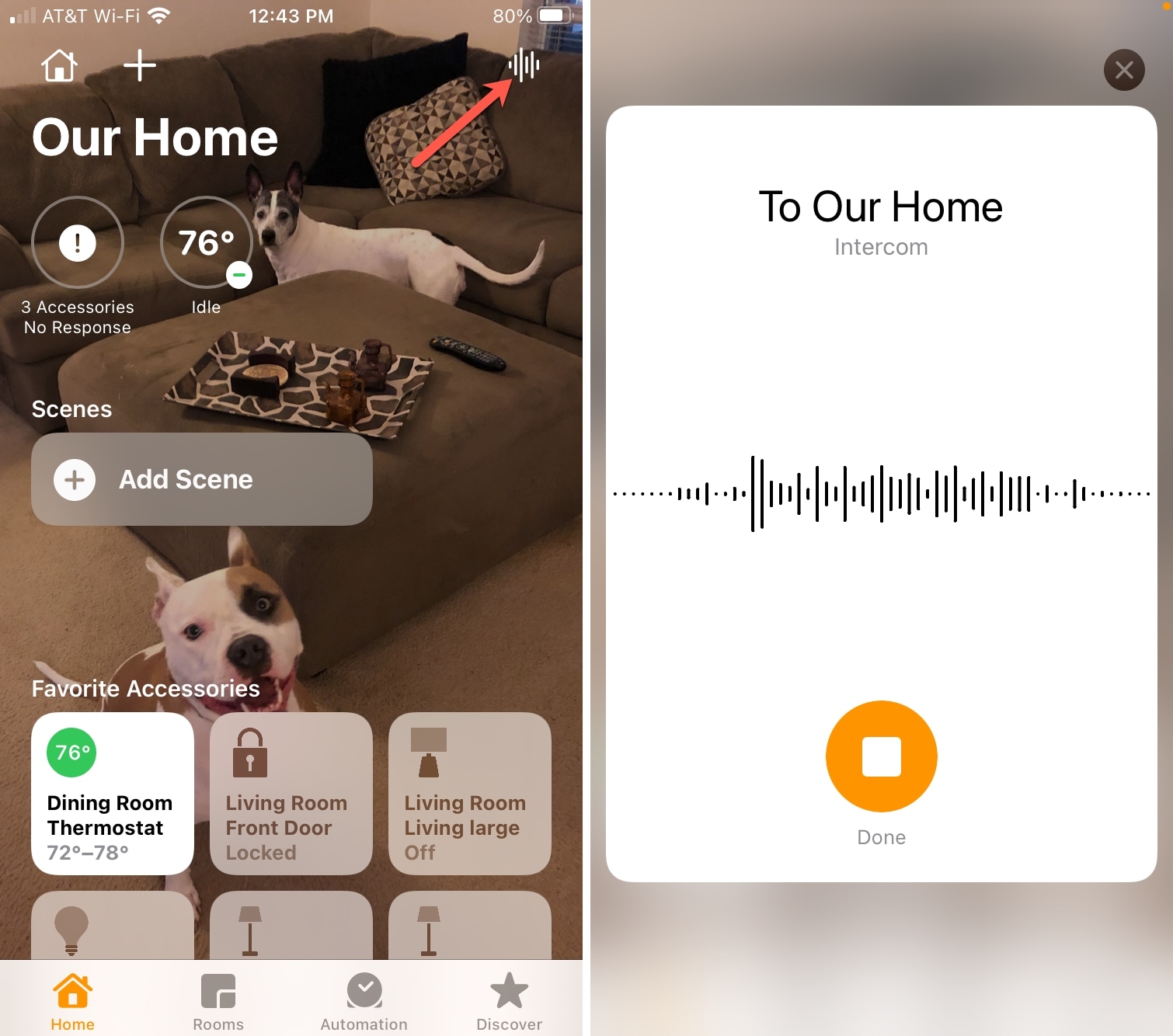 Send Intercom Message in the Home app