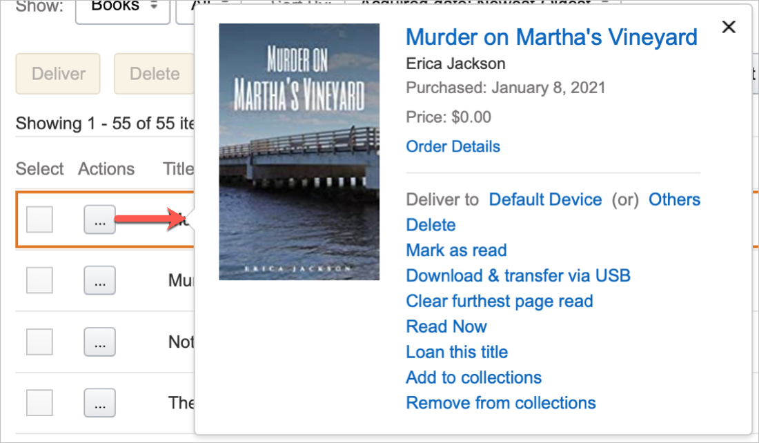 Amazon Actions for Kindle Content