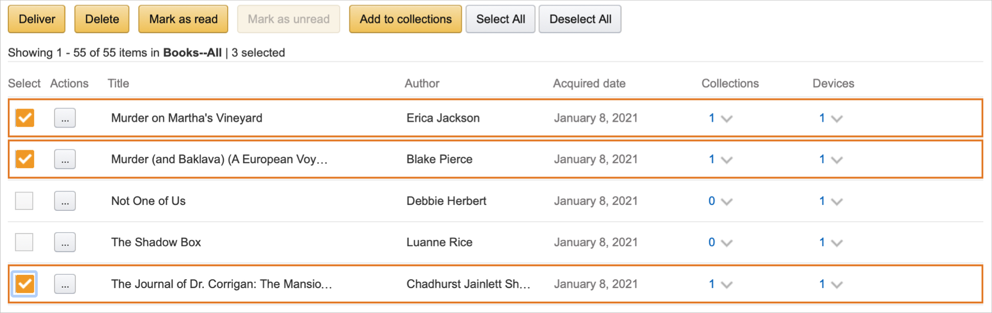 Amazon Bulk Actions for Kindle Content
