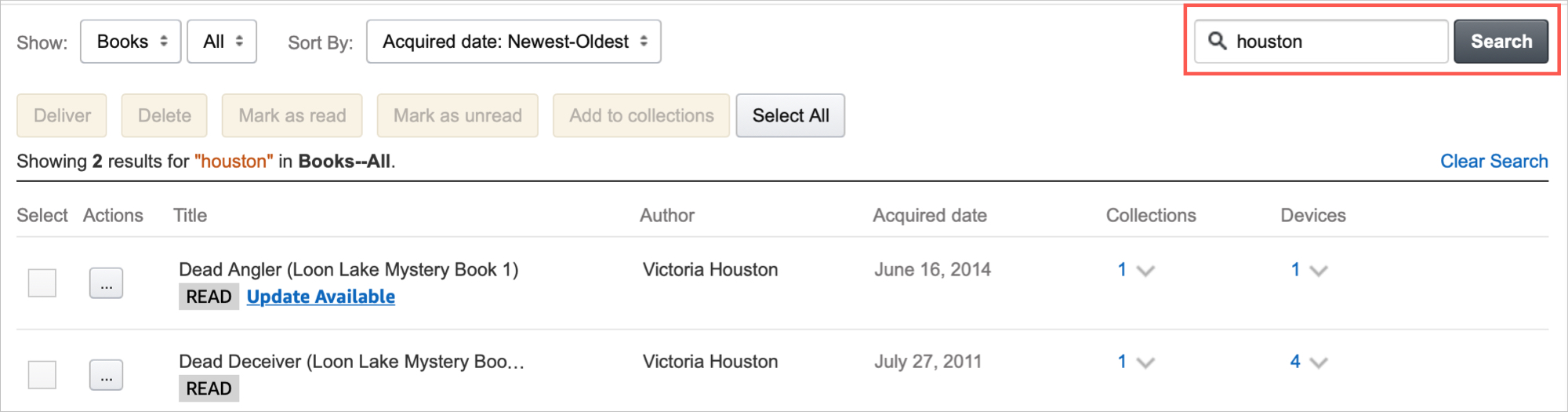 Amazon Search Kindle Content
