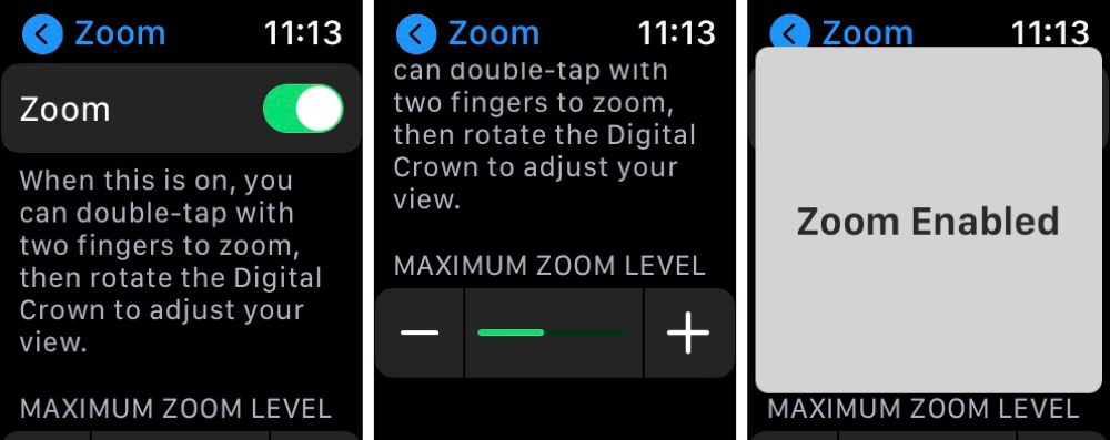 Apple Watch Accessibility Zoom On