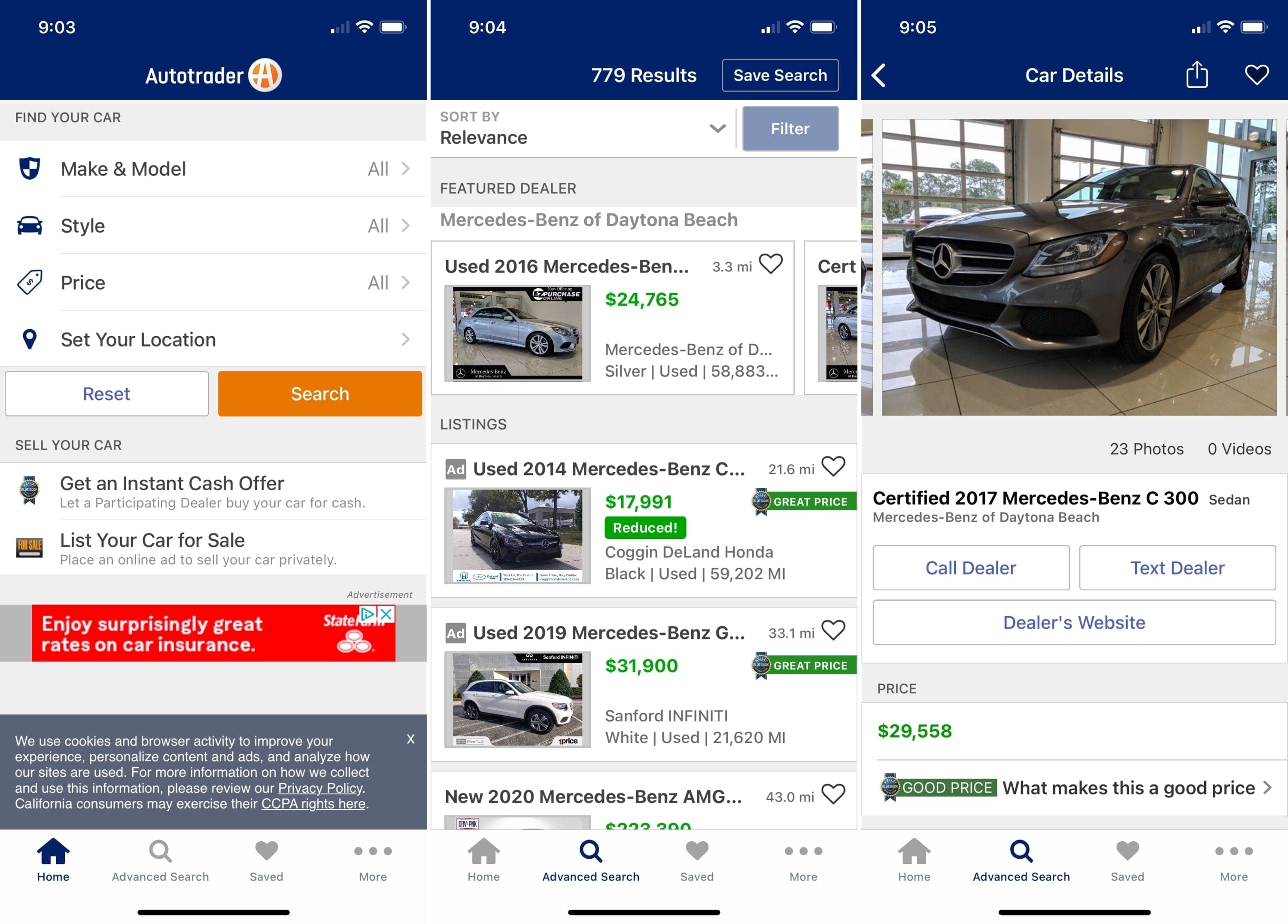 Apps for buying a car - Autotrader on iPhone