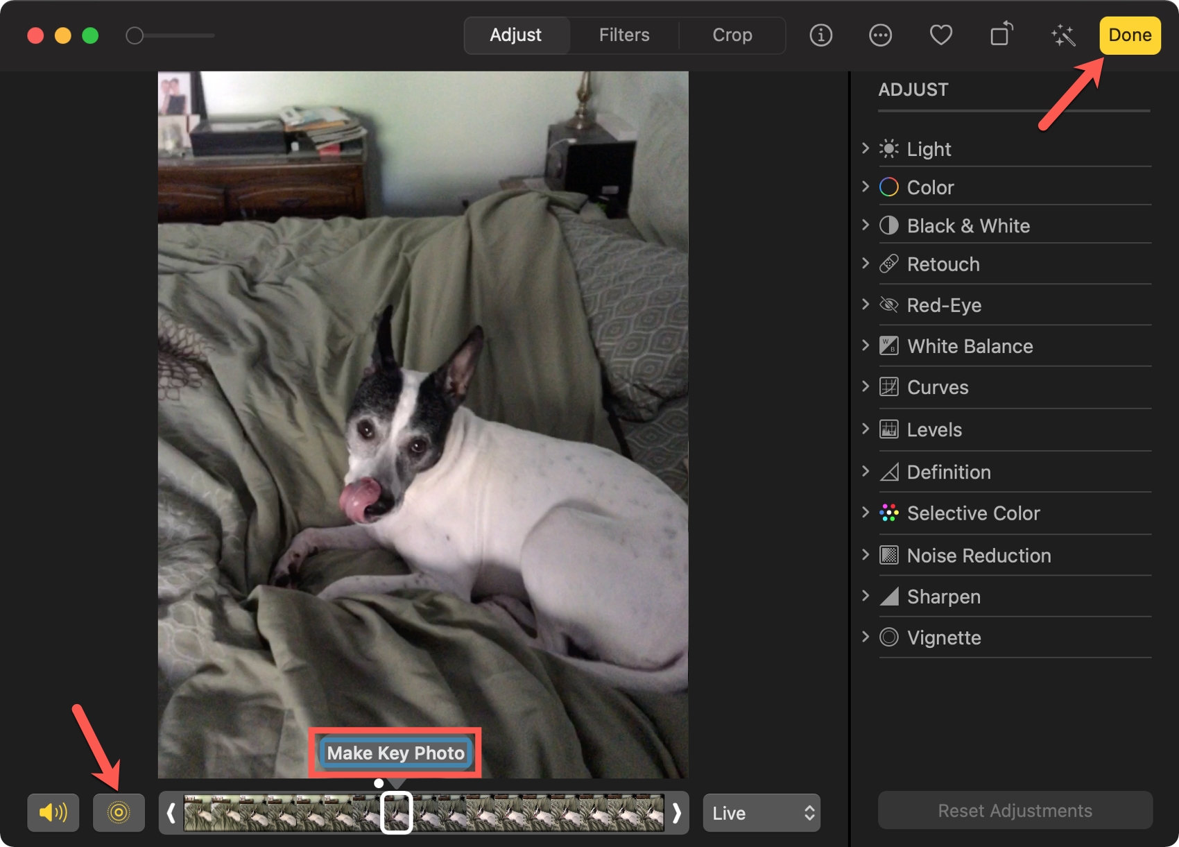 Make Key Photo for a Live Photo on Mac