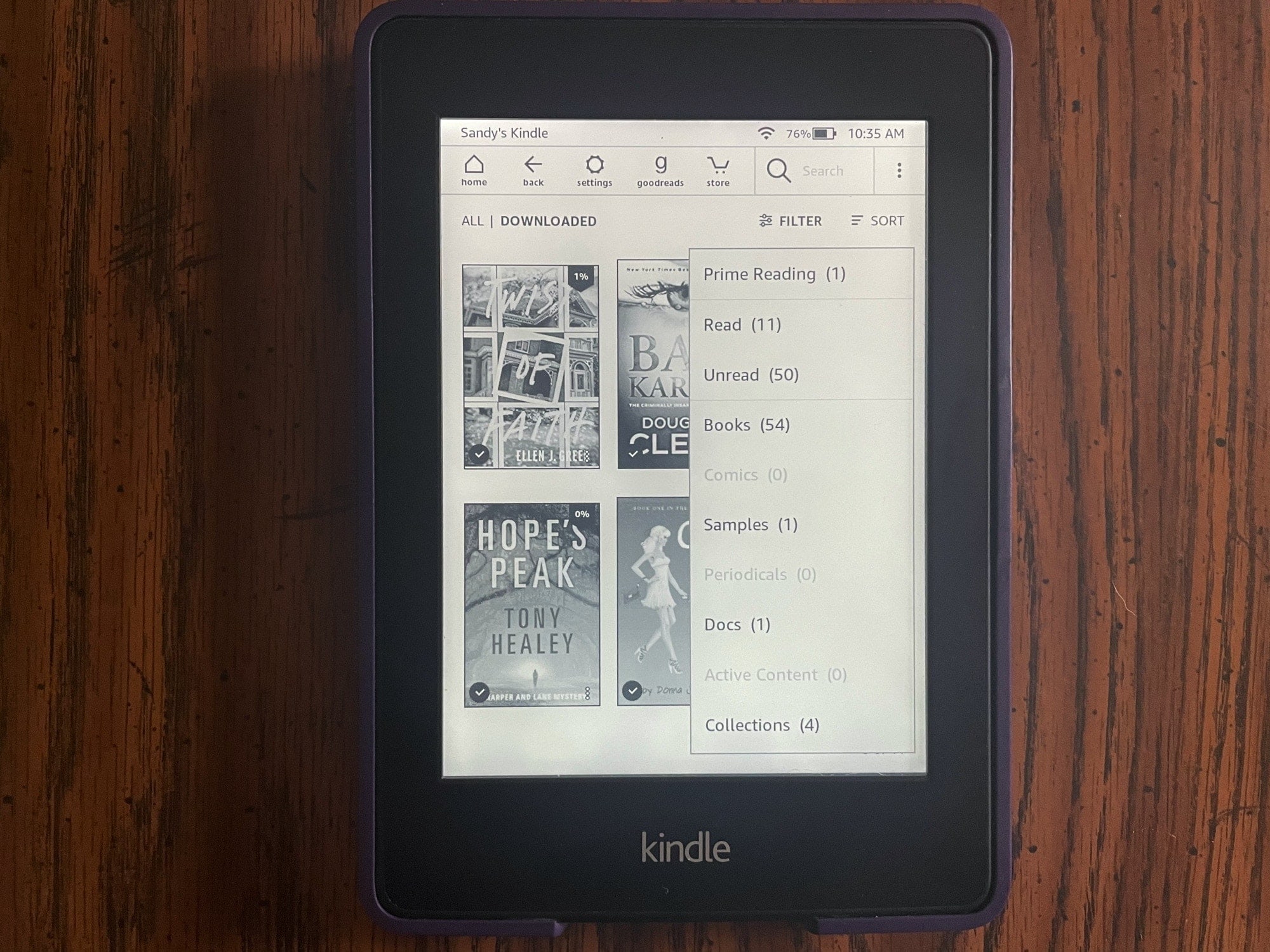 Filter Library on Kindle Paperwhite