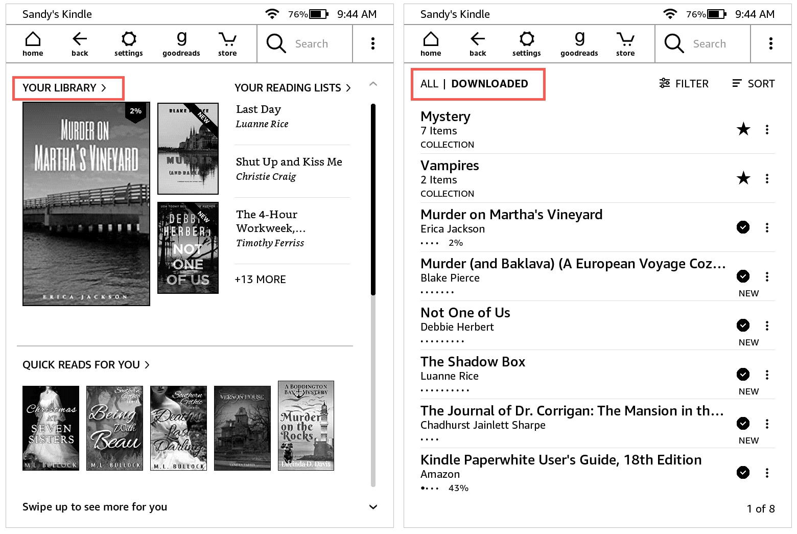 Your Library All and Downloaded on Kindle Paperwhite