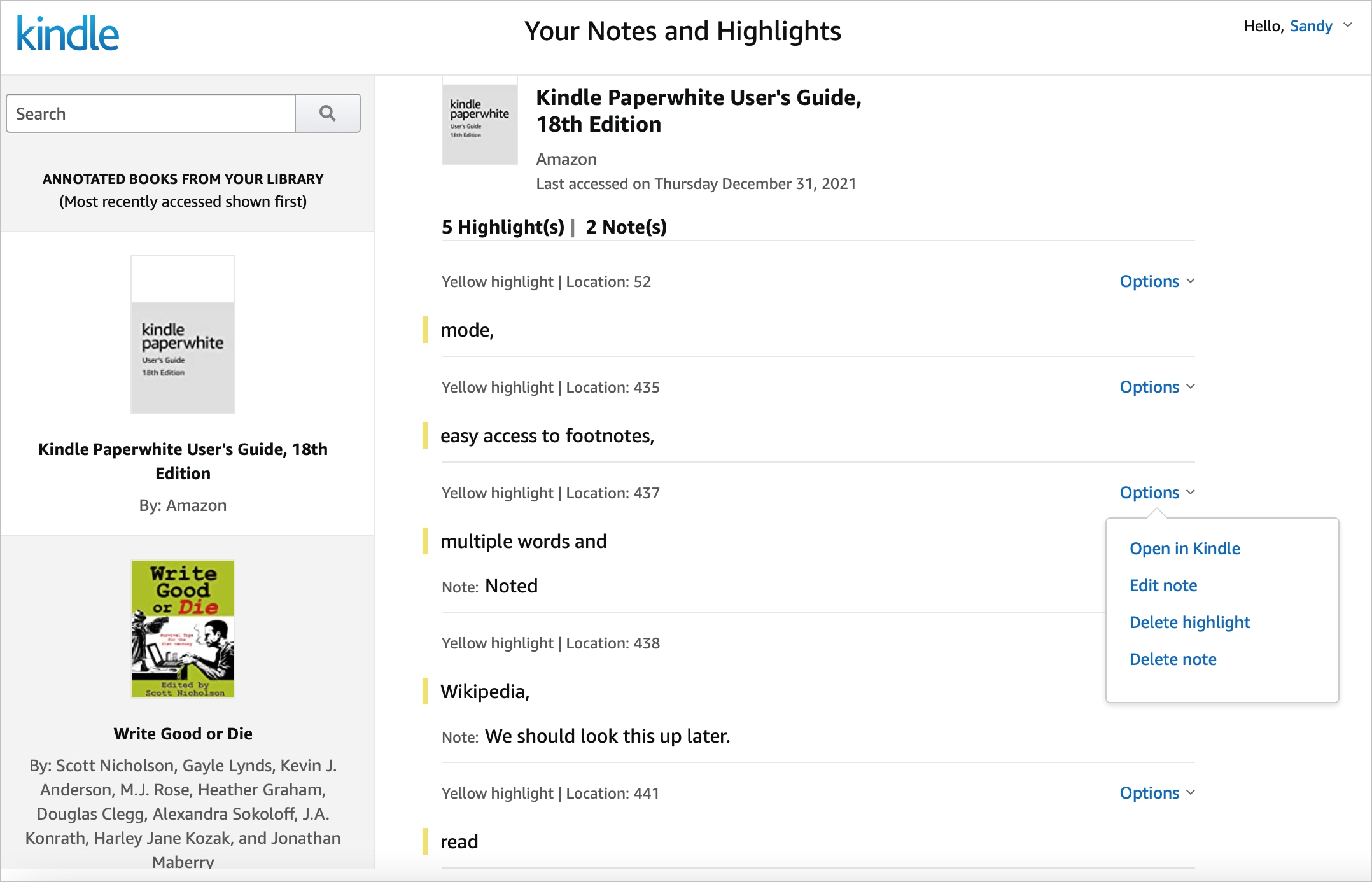 Your Kindle Notes and Highlights Online