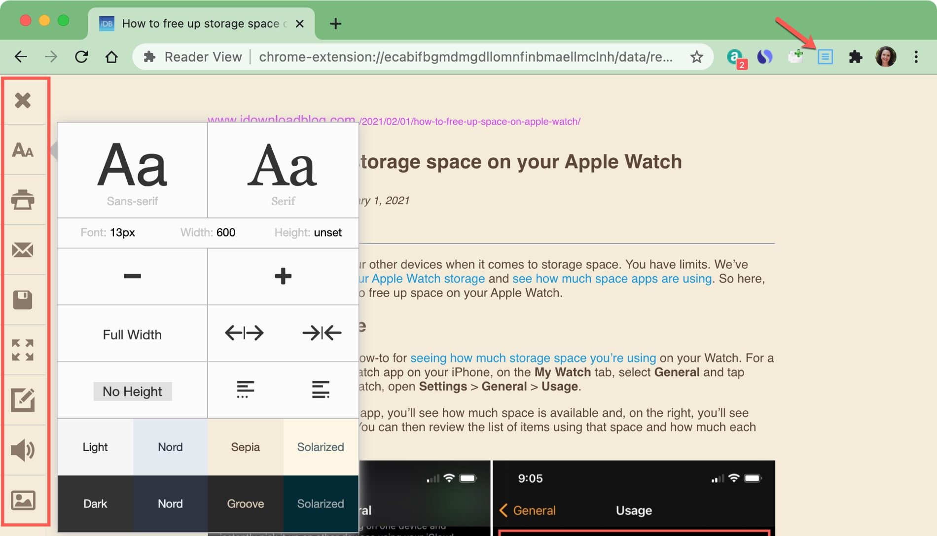 Chrome Reader View Extension