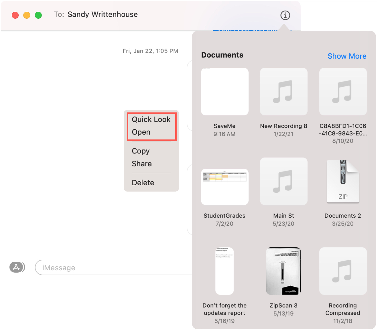 Mac Messages Save File from Contact Details