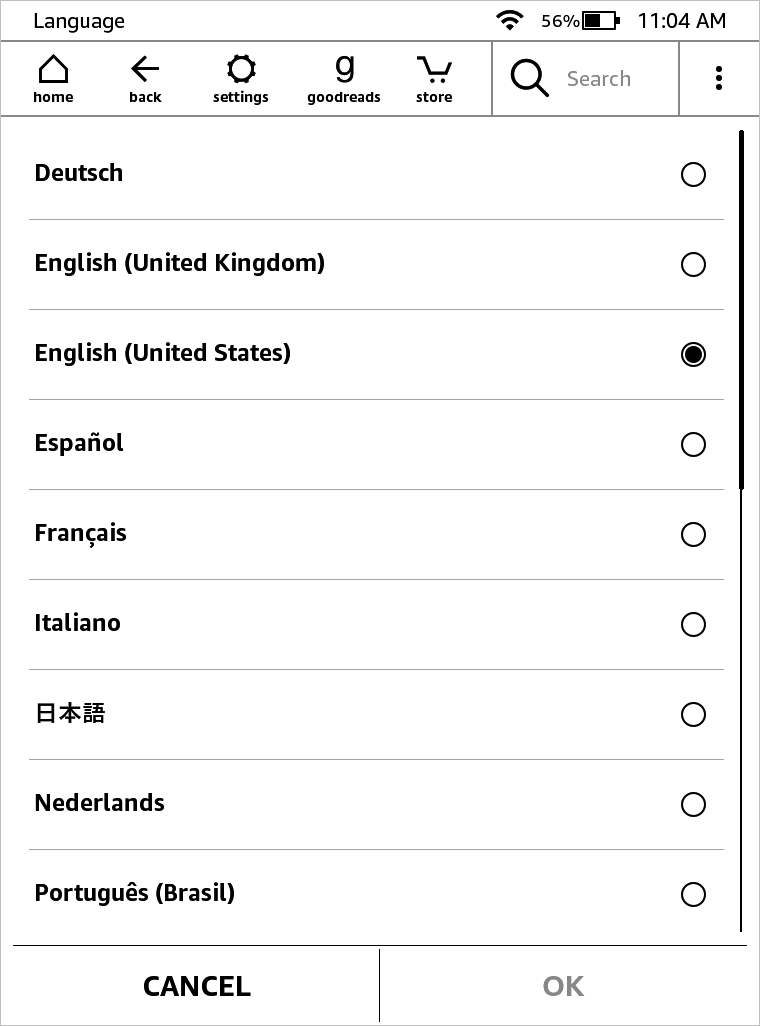 Set Language on Kindle Paperwhite