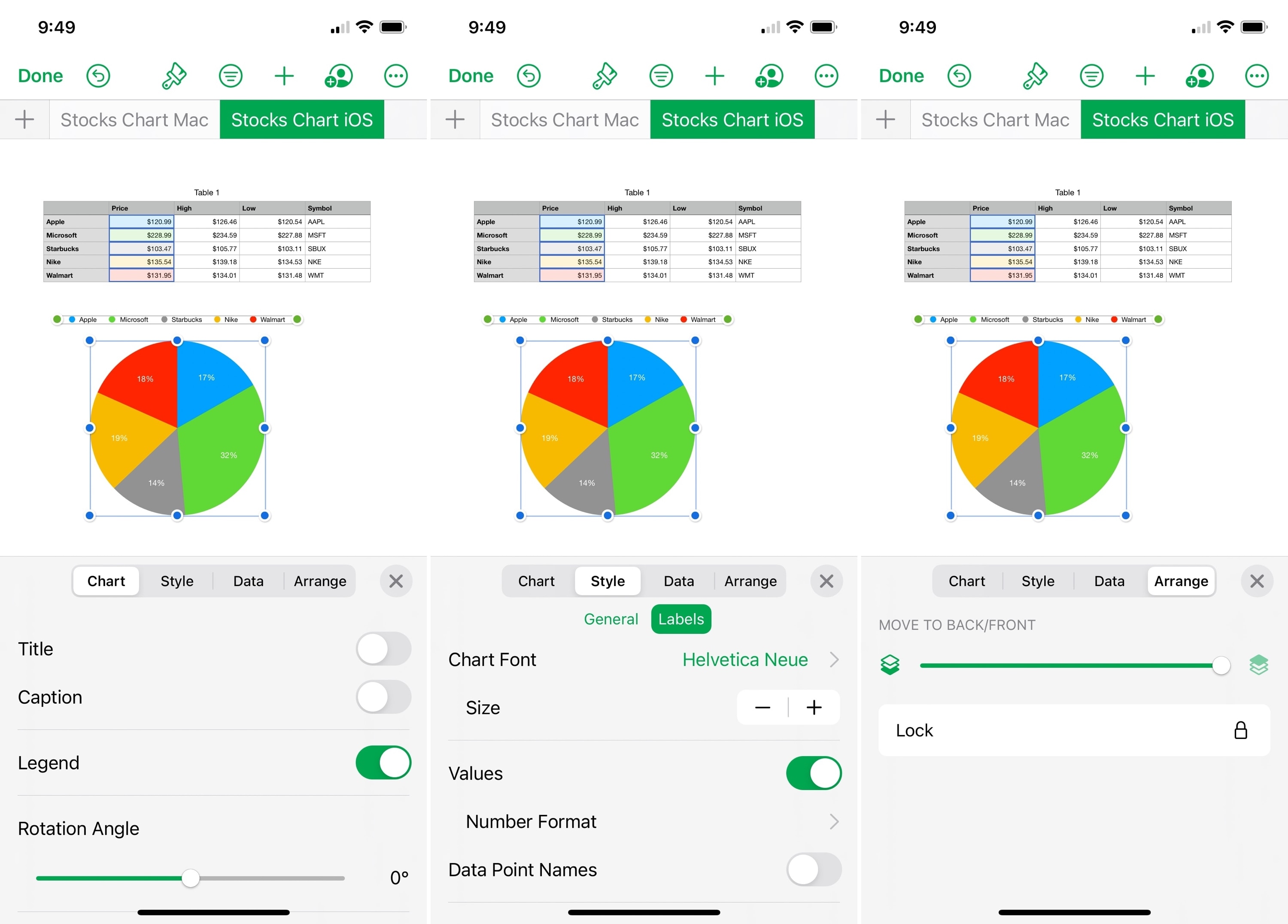 Format a Chart in Numbers on iPhone