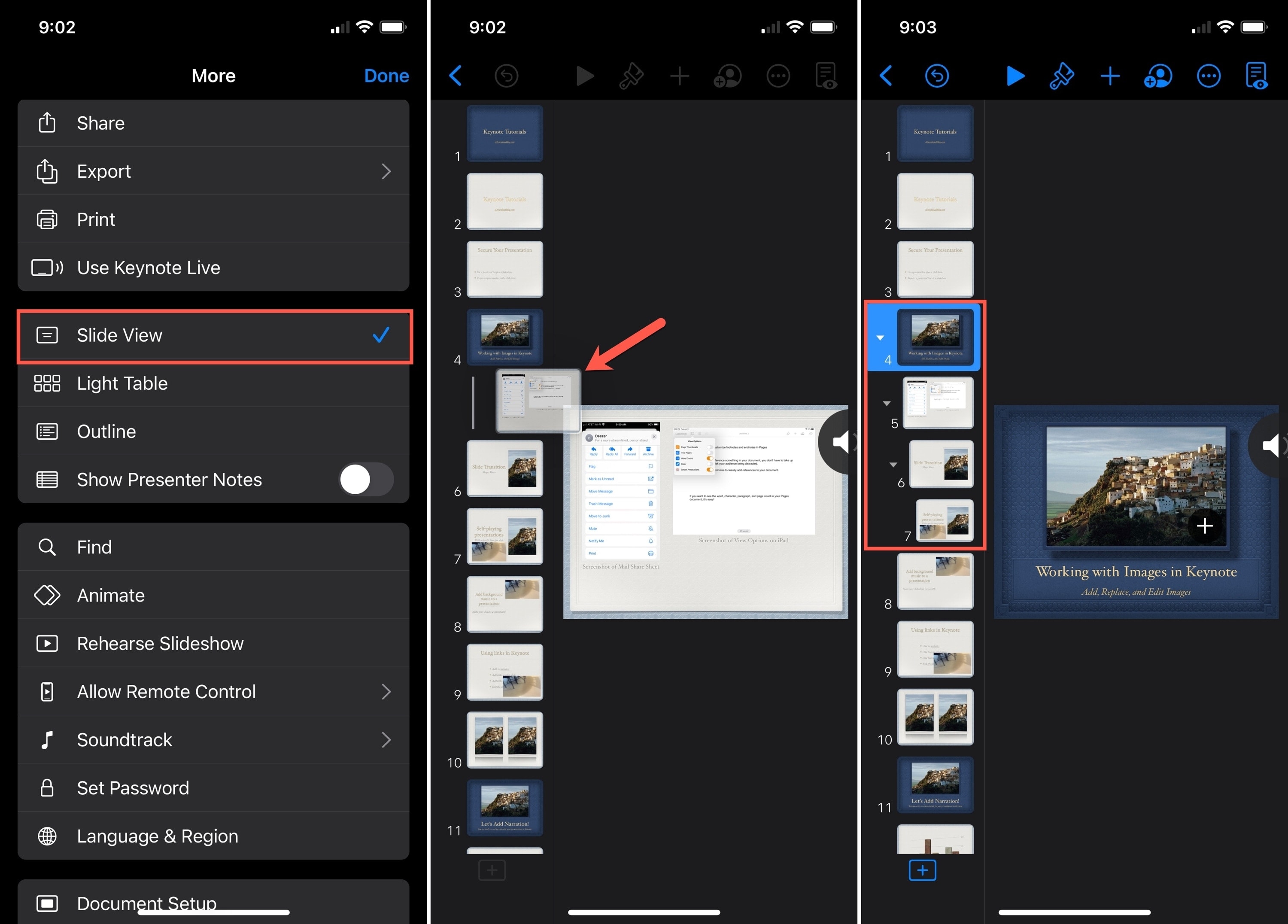Group Slides in Keynote on iPhone