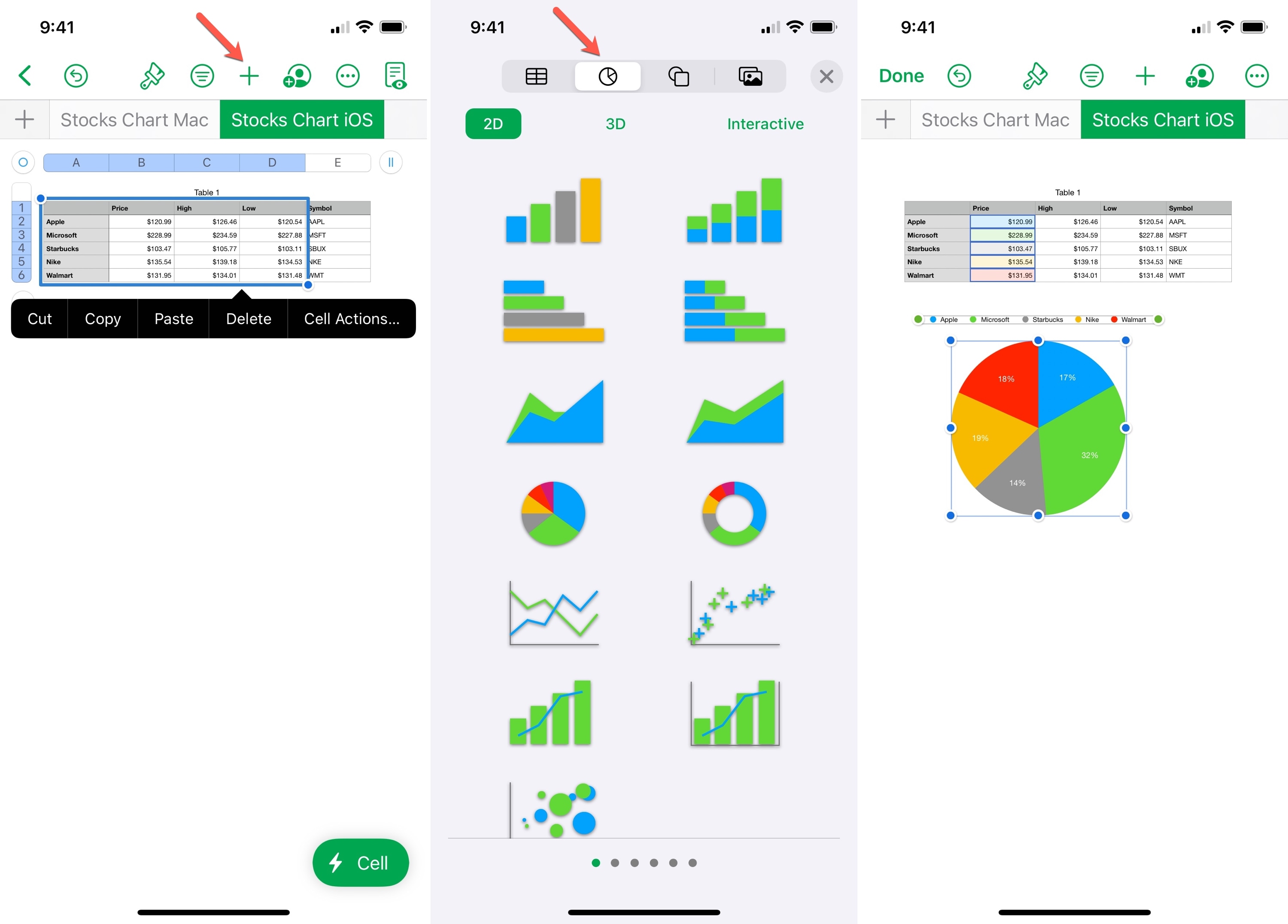 Insert a Chart in Numbers on iPhone