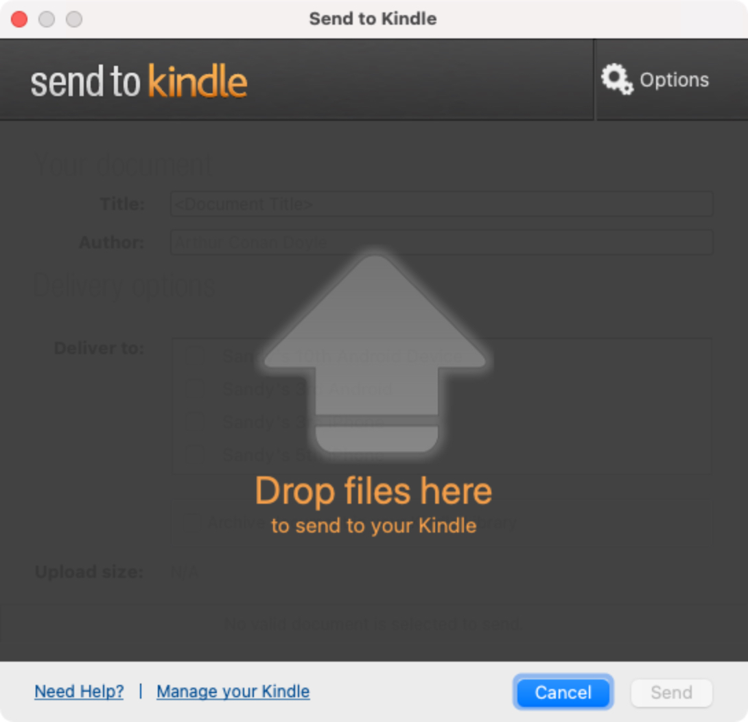 Send to Kindle Drag and Drop